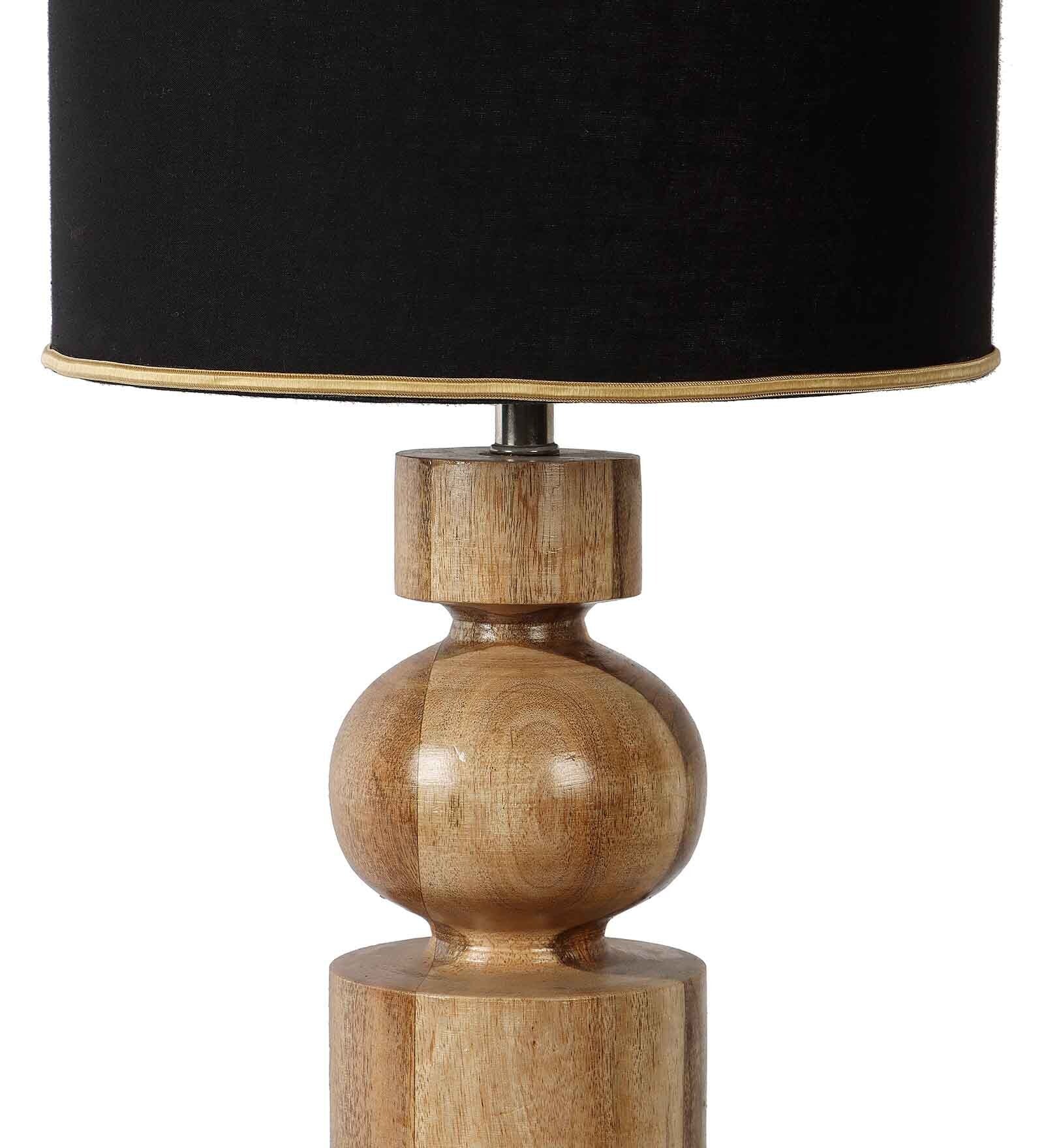 Fabric Bambo Table Lamp With Black Shade