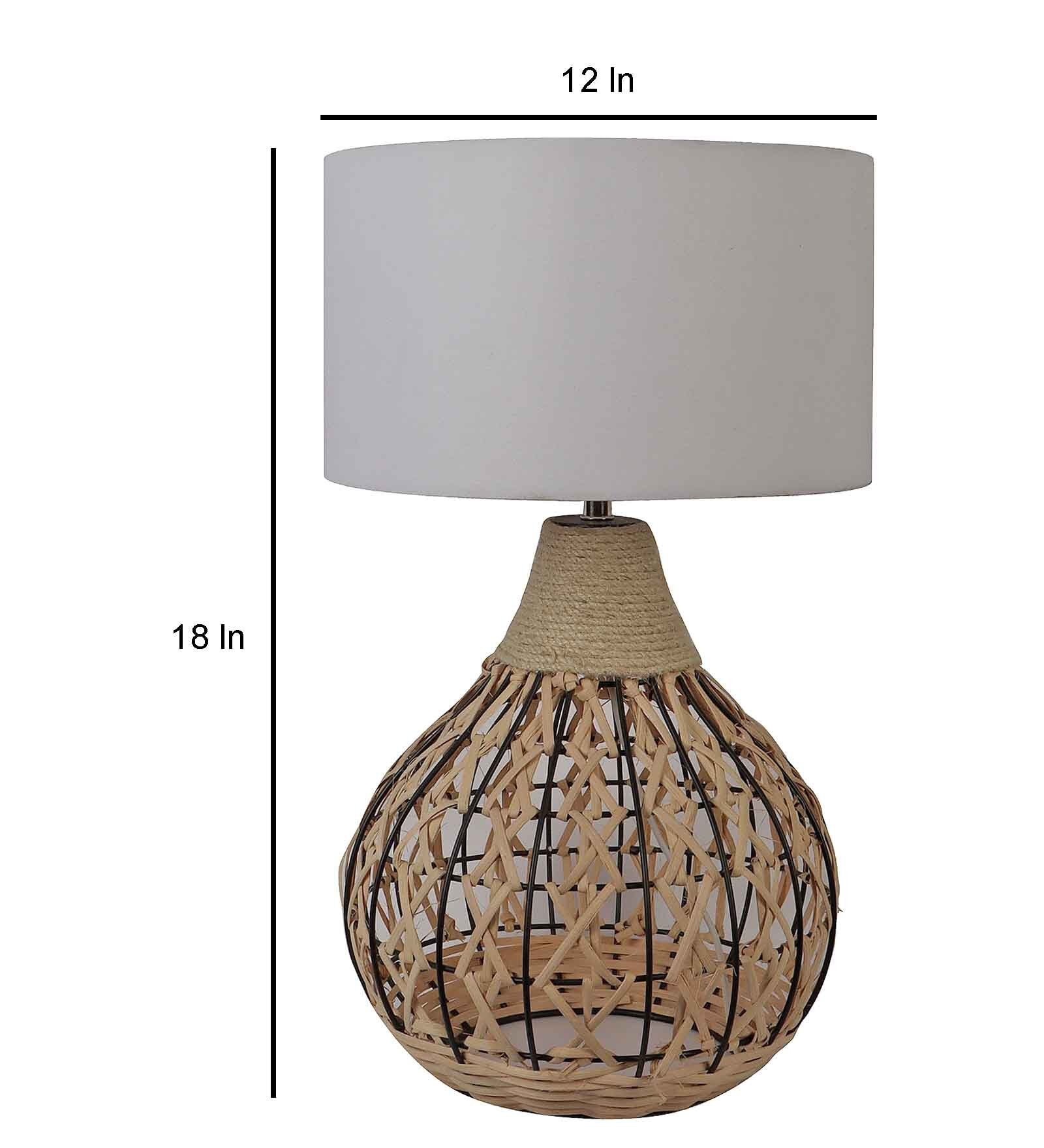 Fabric Bambo Rope Table Lamp With Shade