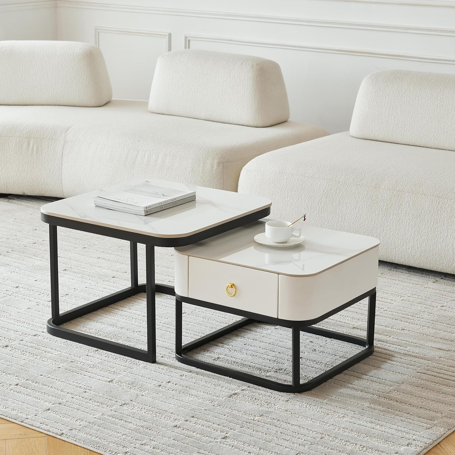 Luxury Square Storage Center Table (Set of 2)