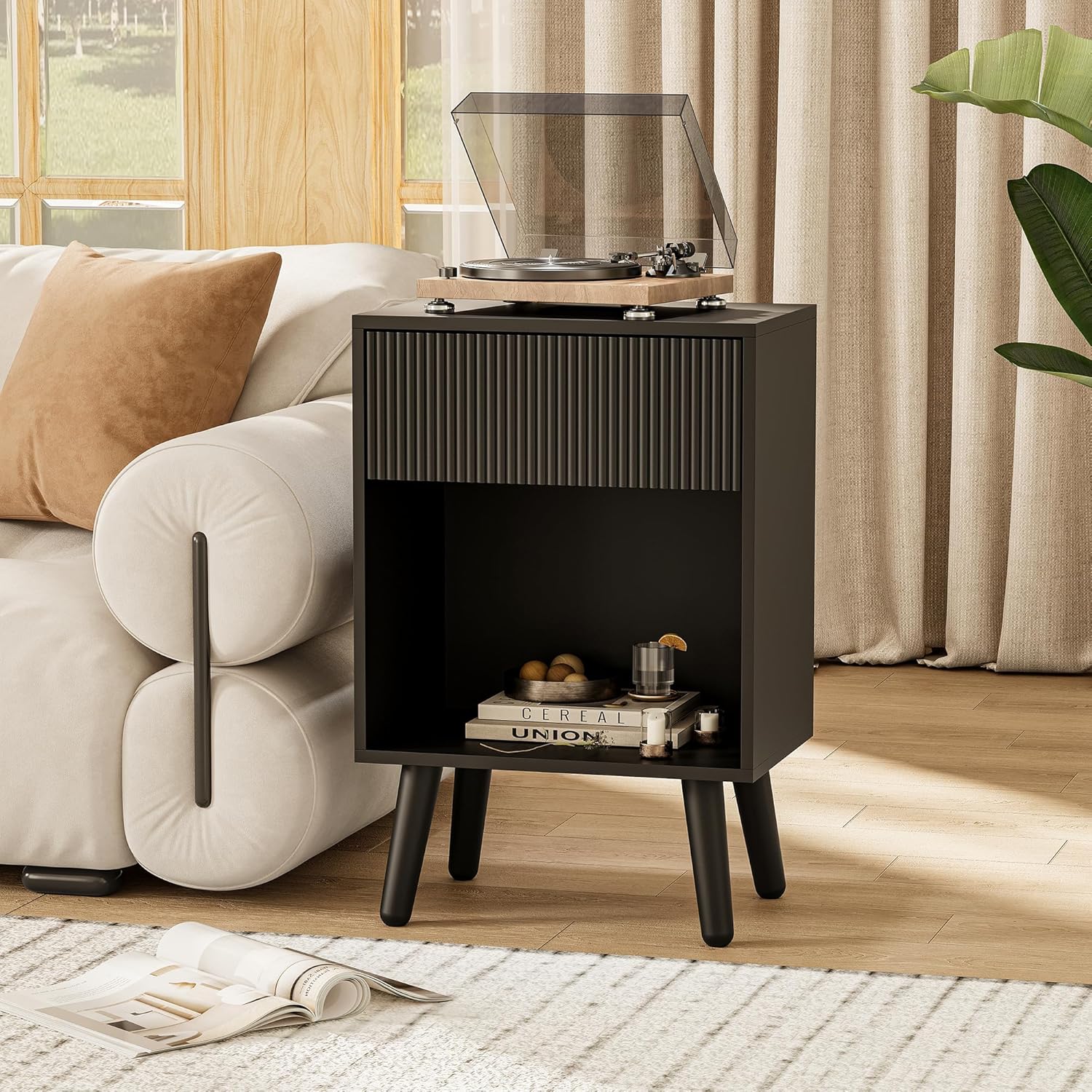 Designer Side Table with Storage Drawer