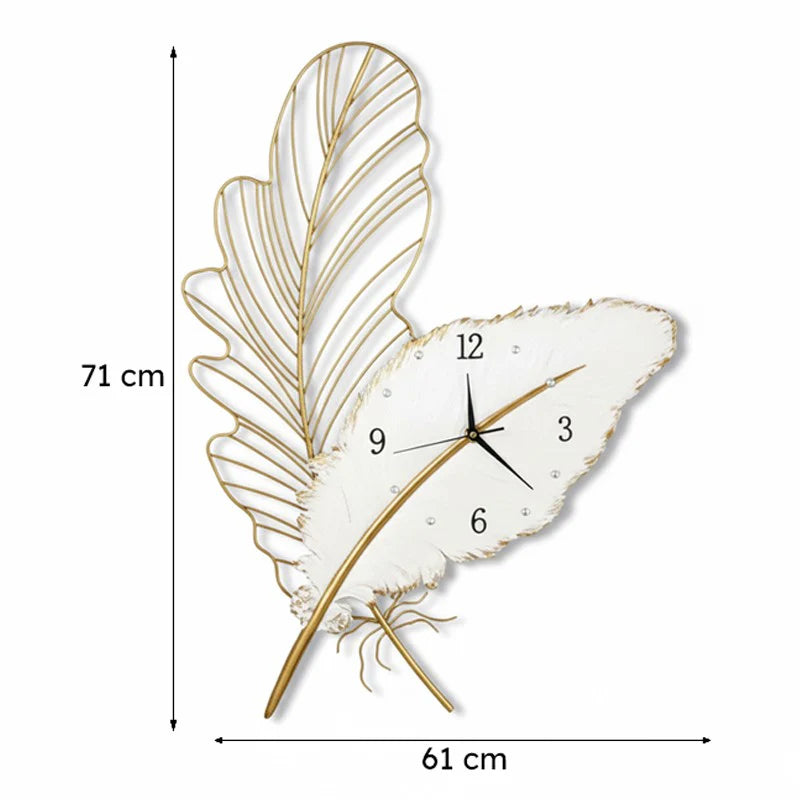 Metal Leaf White Wall Clock