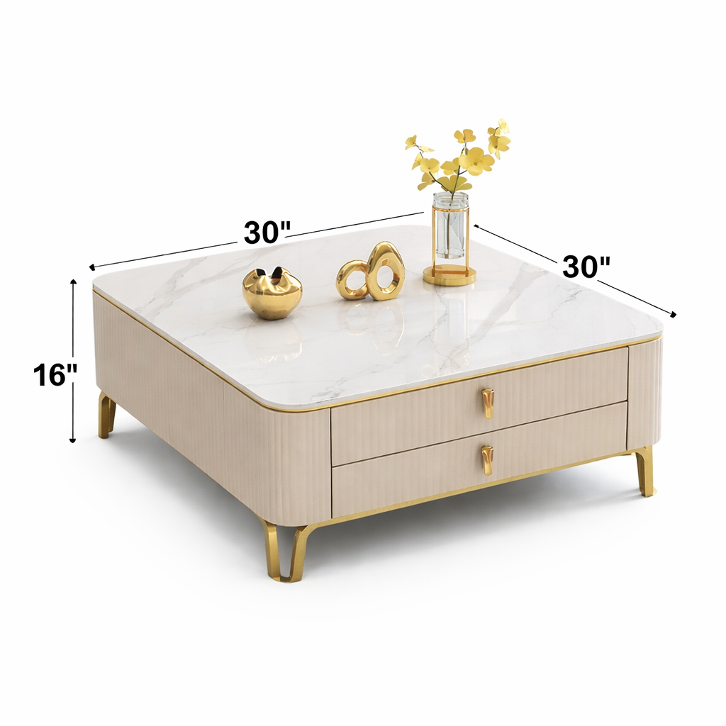 Designer Square Marble Storage Center Table