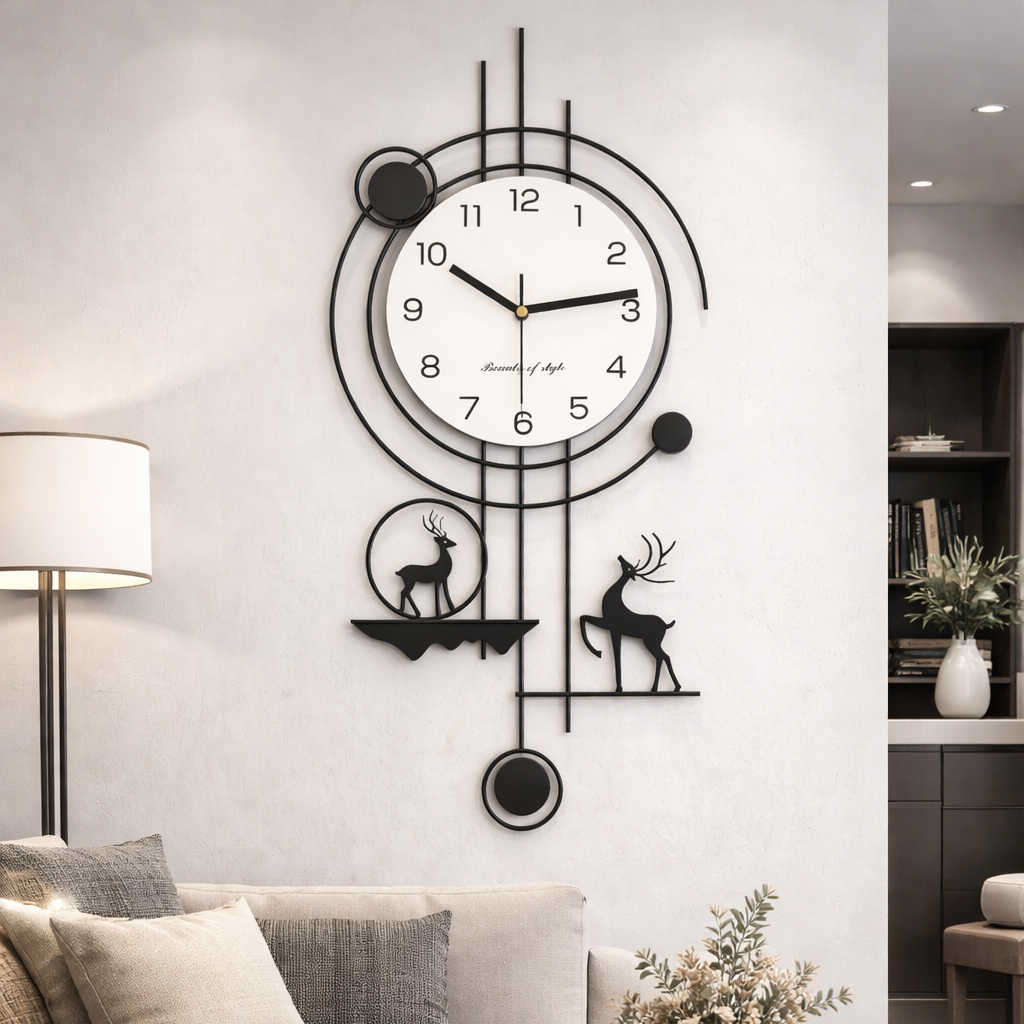 Modern Wildlife Round Wall Clock