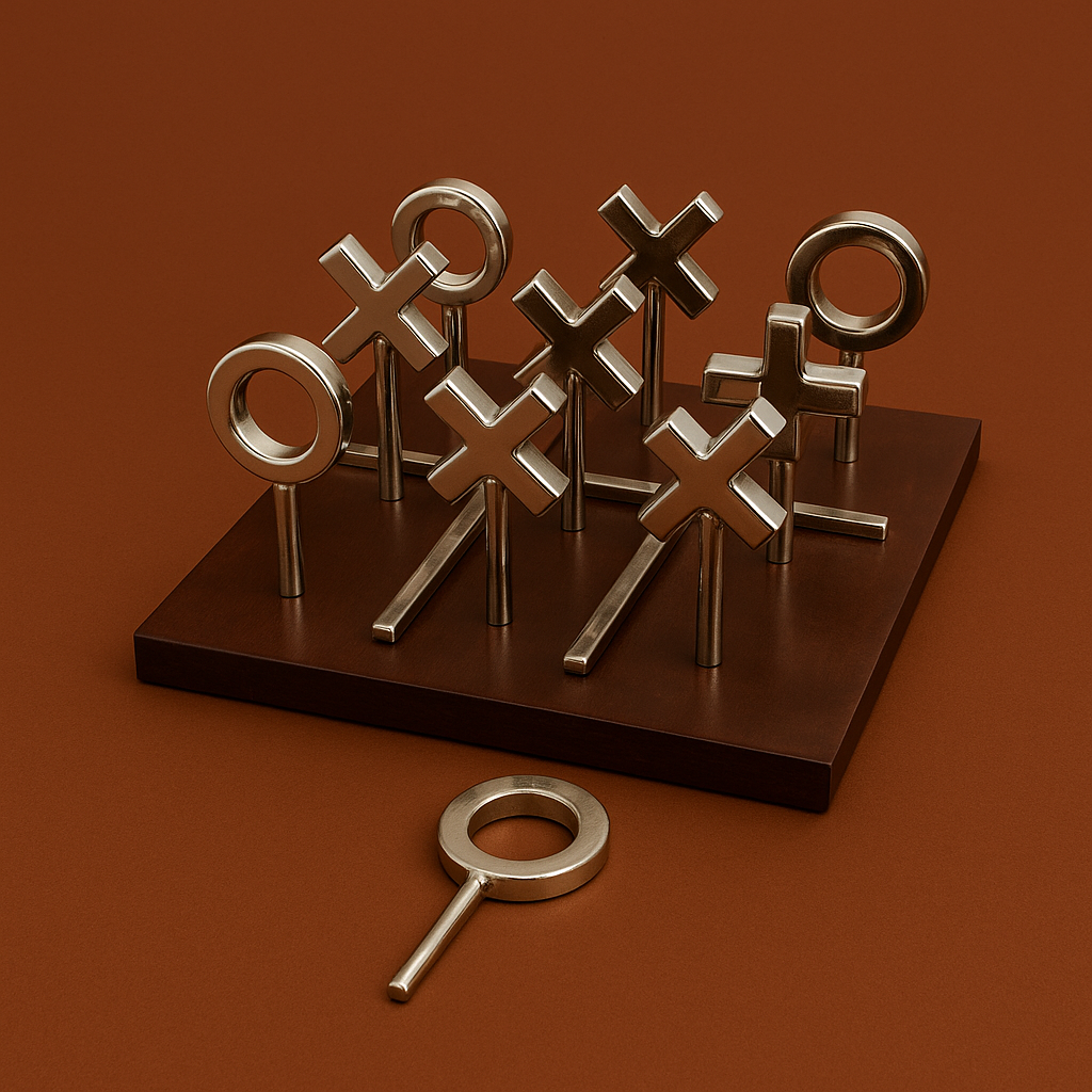 Wooden & Aluminum Tic Tac Toe  Showpiece