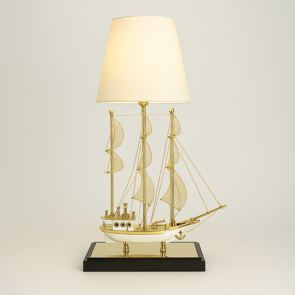 Luxury Brass Ship Lamp Home Decoration Showpiece