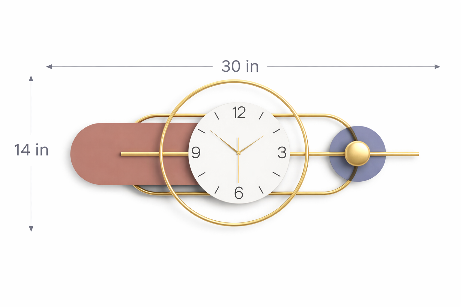 Decorative Multicolour Metal Wall Clock For Living Room
