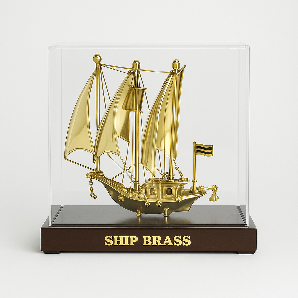 Golden Voyage Brass Ship Home Decoration Showpiece