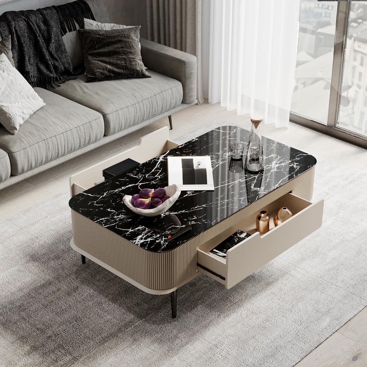 Aurora Storage Marble Center Table