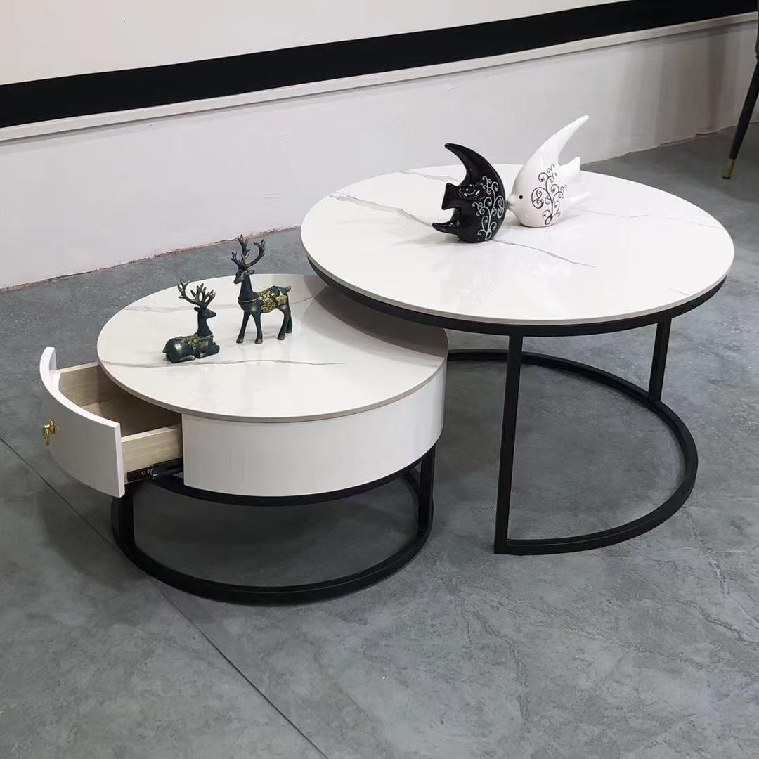 Black Frame Storage Nesting Center Table (Set of 2)