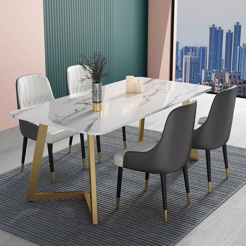 Italian Style Marble Dining Table With Chairs