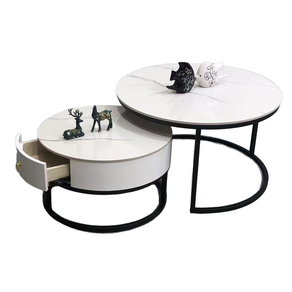 Black Frame Storage Nesting Center Table (Set of 2)