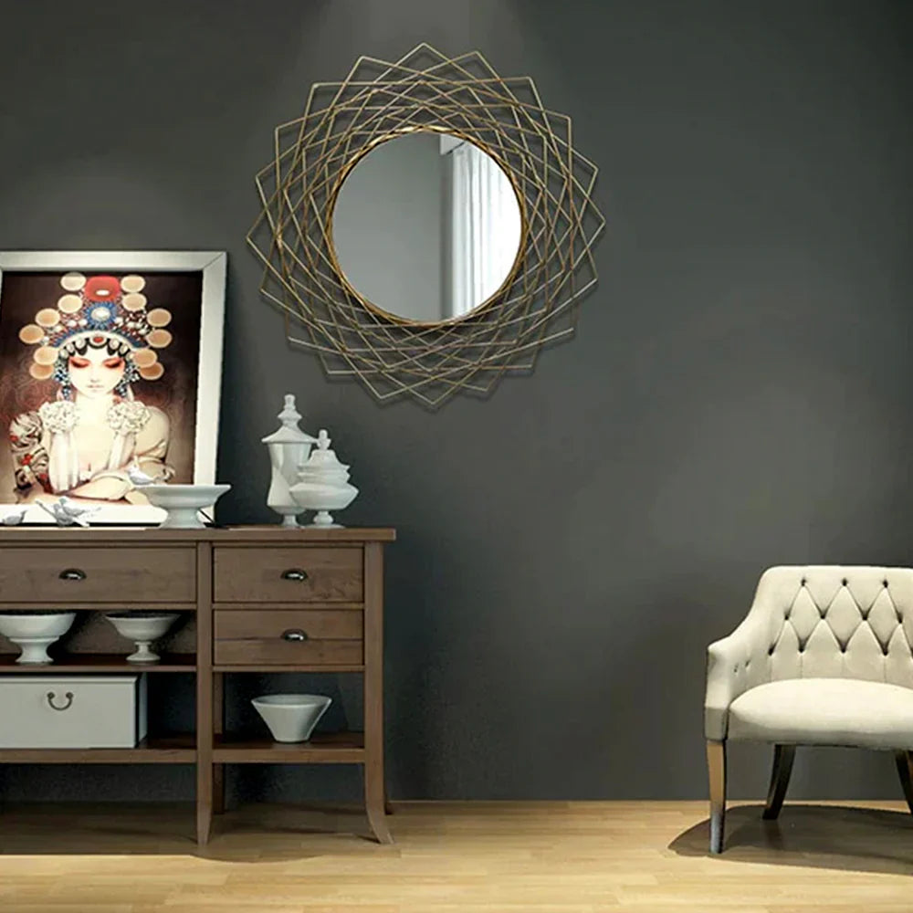 Criss-cross Metal Wall Mirror