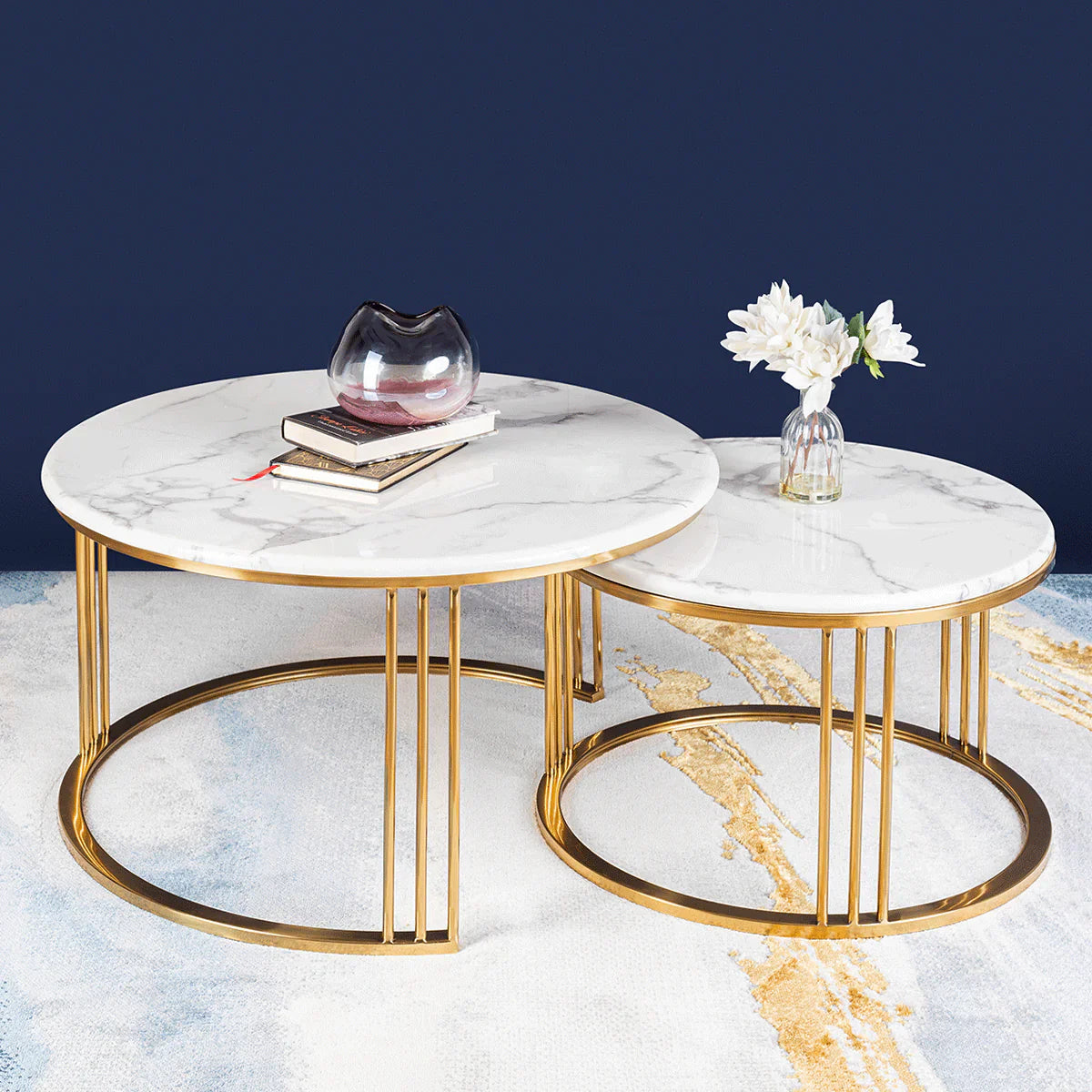 Minimalist Nesting Center Table Set of 2 Gold PVD Finish (Stainless Steel)