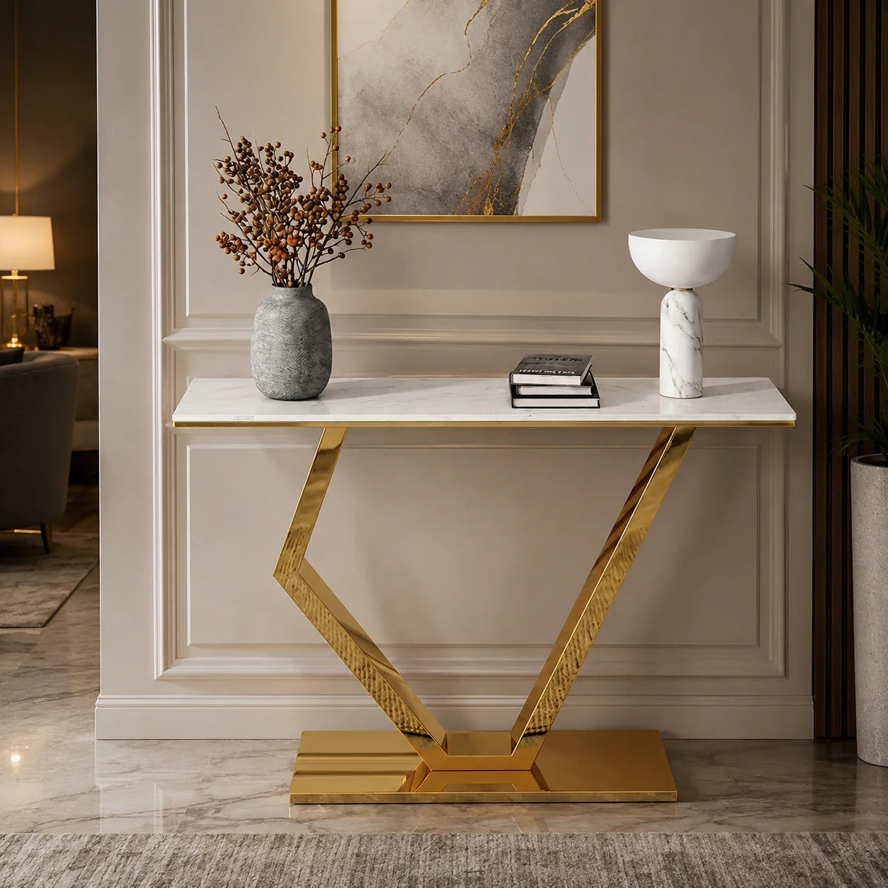 Majesty Gold Marble Console Table PVD Finish (Stainless Steel)