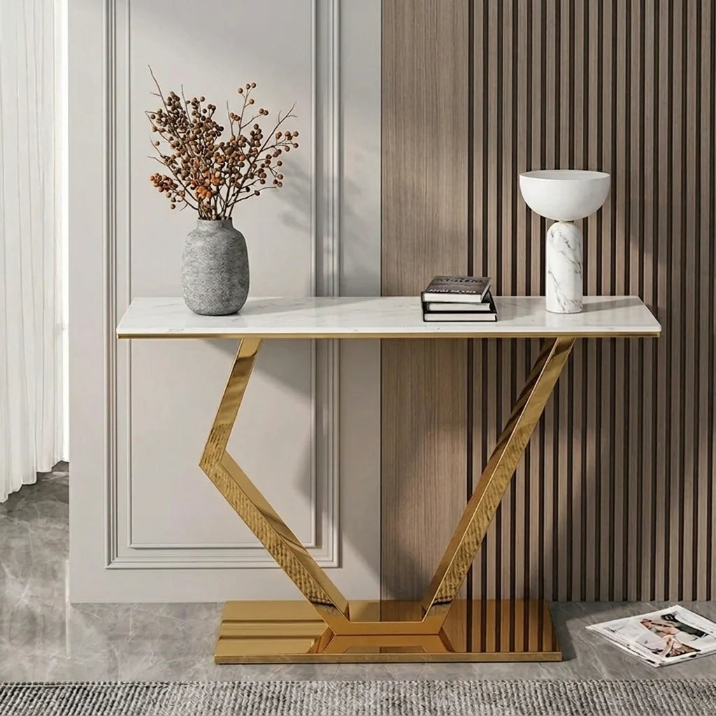 Majesty Gold Marble Console Table PVD Finish (Stainless Steel)