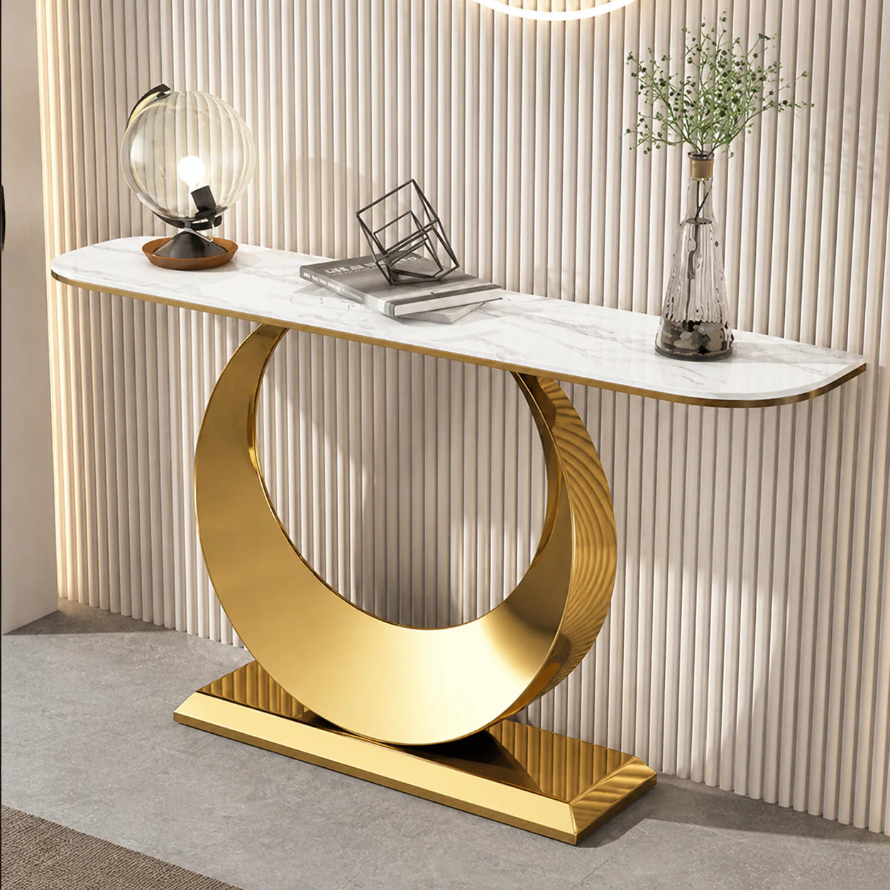 Elite Marble Top Console Table PVD Finish (Stainless Steel)