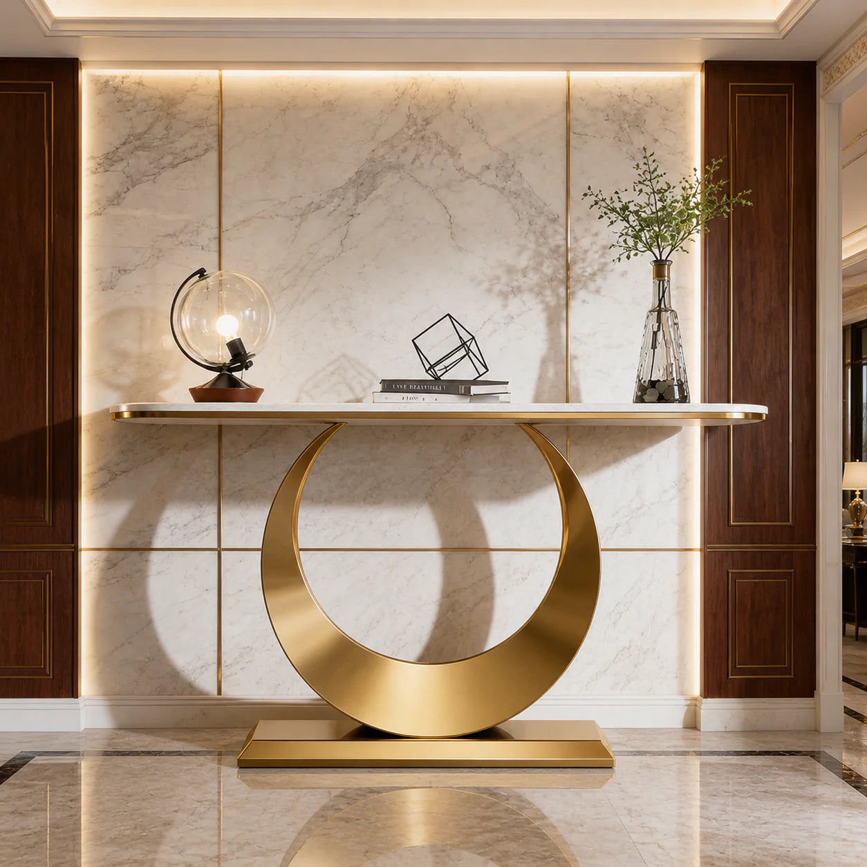 Elite Marble Top Console Table PVD Finish (Stainless Steel)