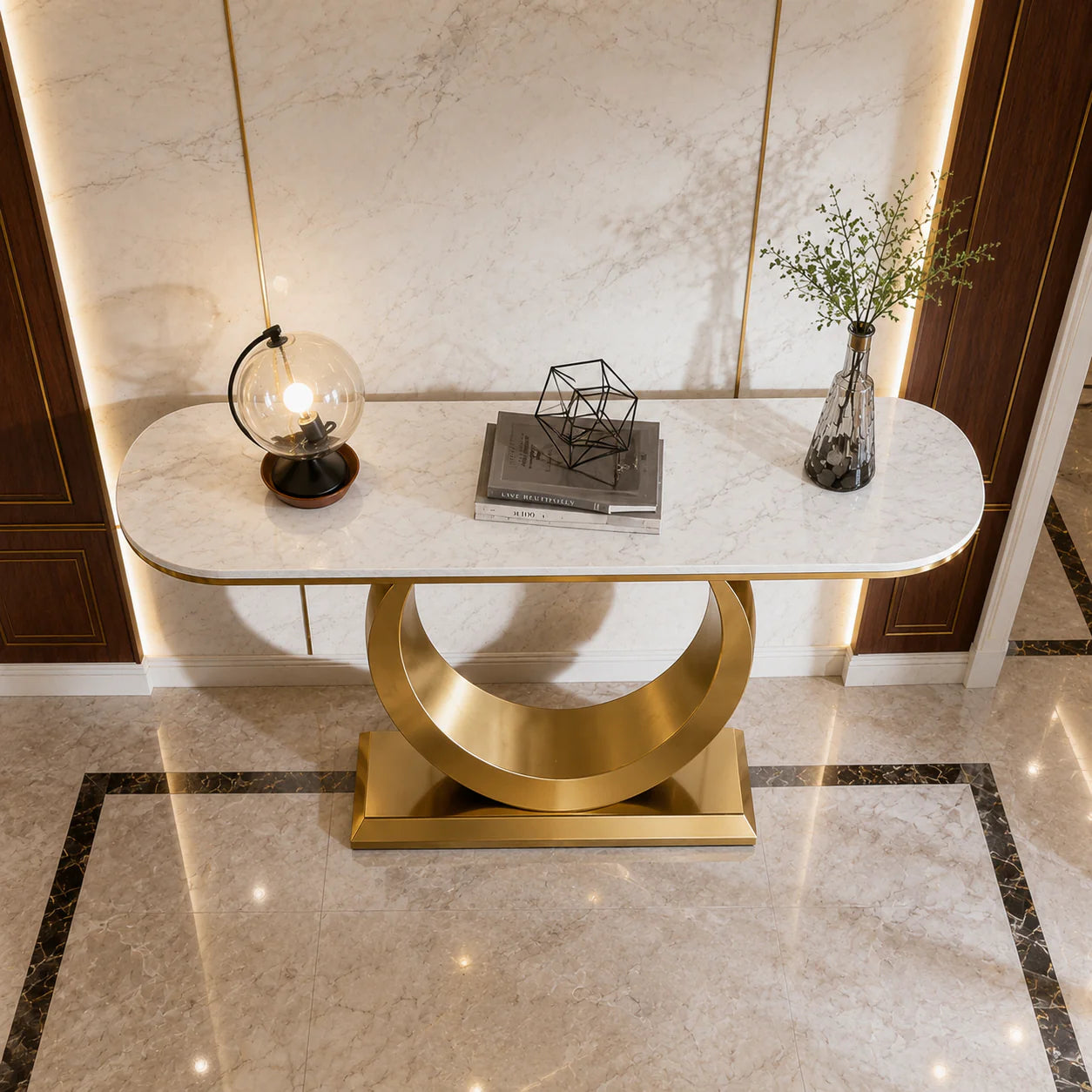 Elite Marble Top Console Table PVD Finish (Stainless Steel)