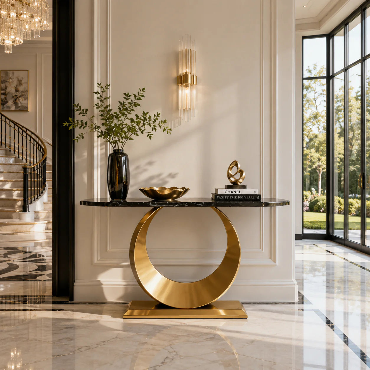 Elite Marble Top Console Table PVD Finish (Stainless Steel)