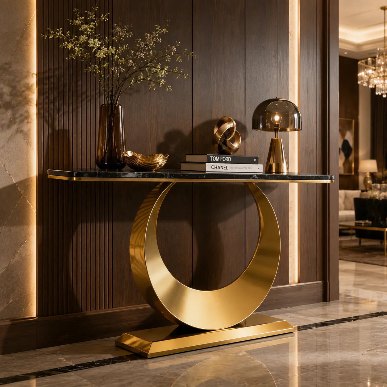 Elite Marble Top Console Table PVD Finish (Stainless Steel)
