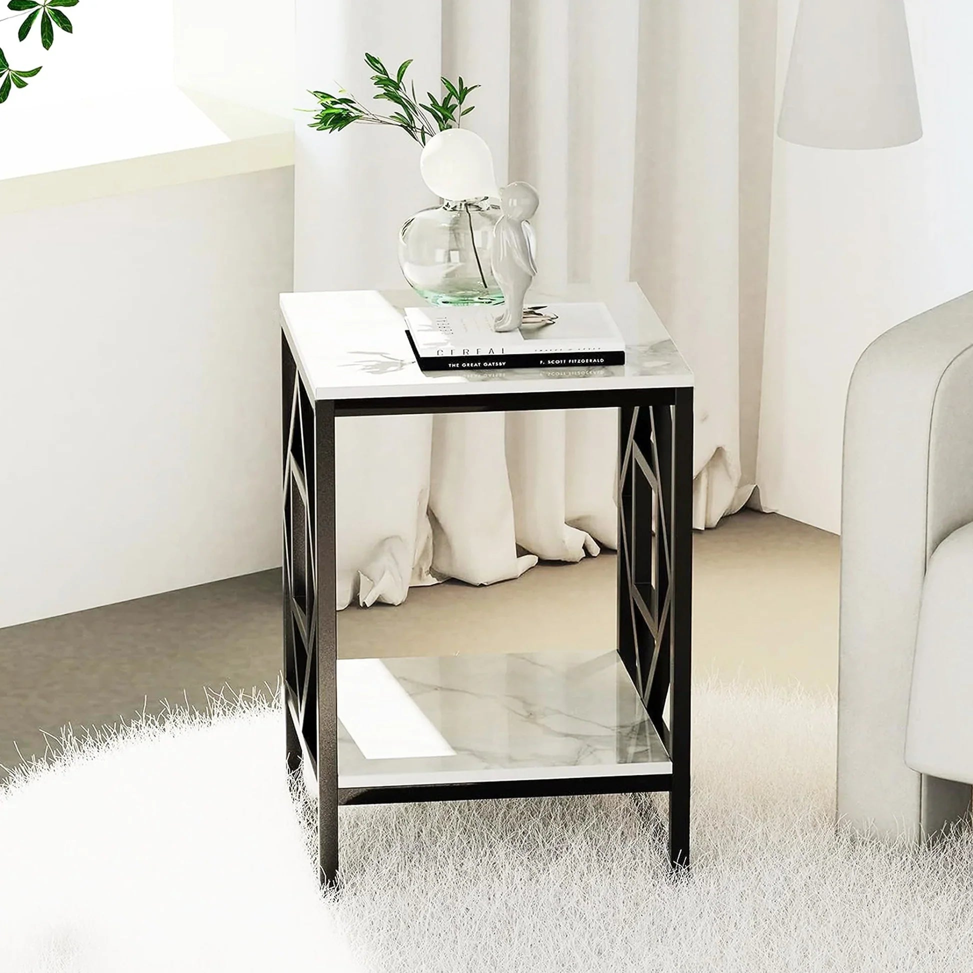 2-Tier Square Side Table