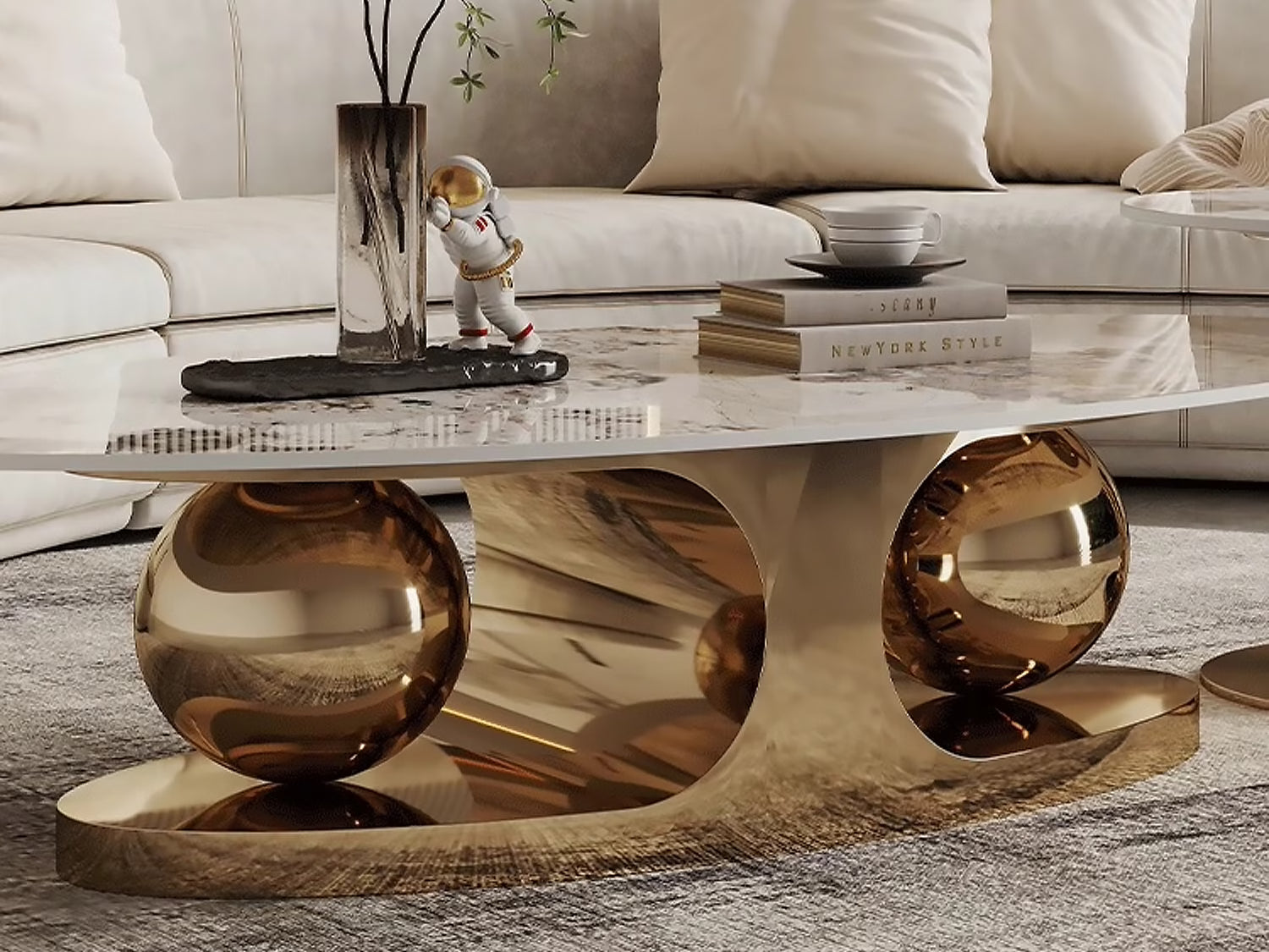 Double Ball Center Table For Living Room Set of 2