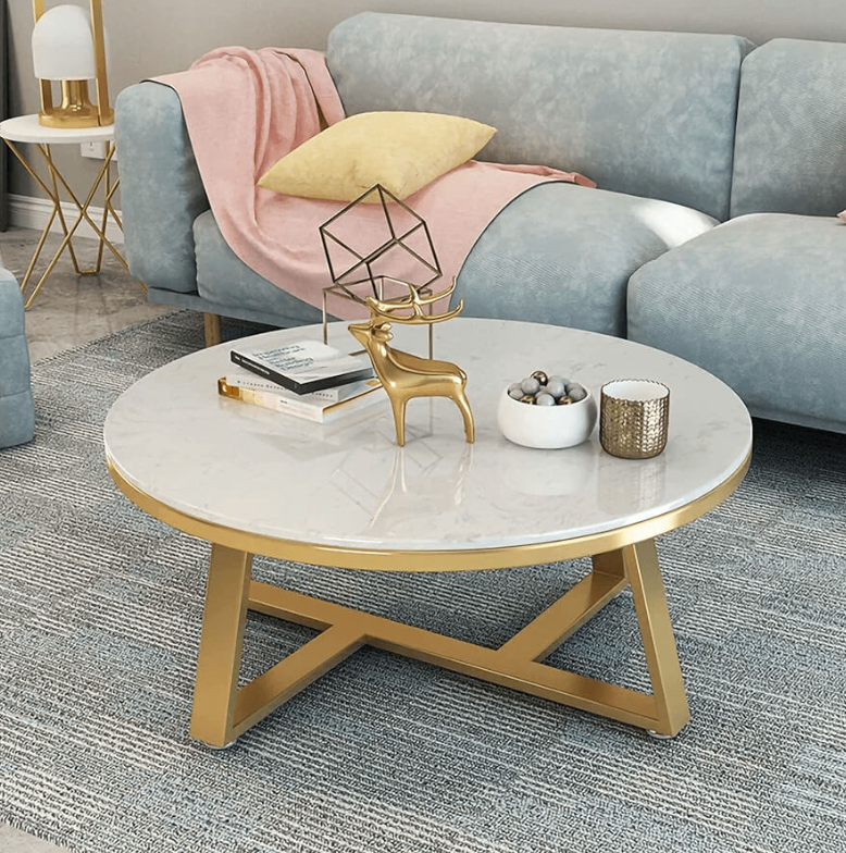 Minimalist Gold Marble Center Table