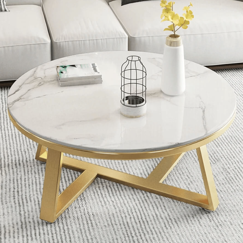 Minimalist Gold Marble Center Table