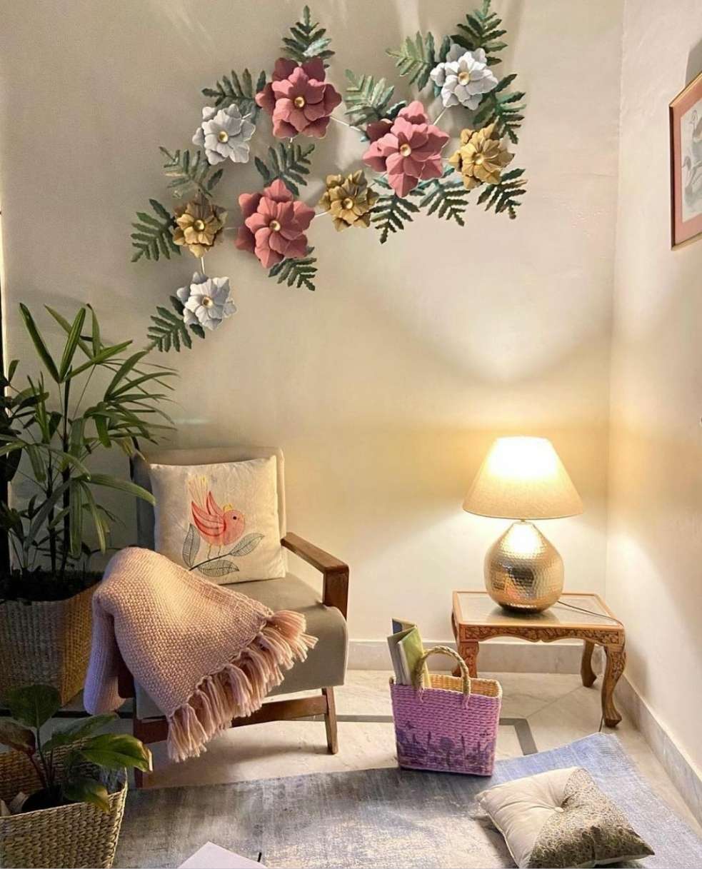 Floral Pink Metal Wall Art