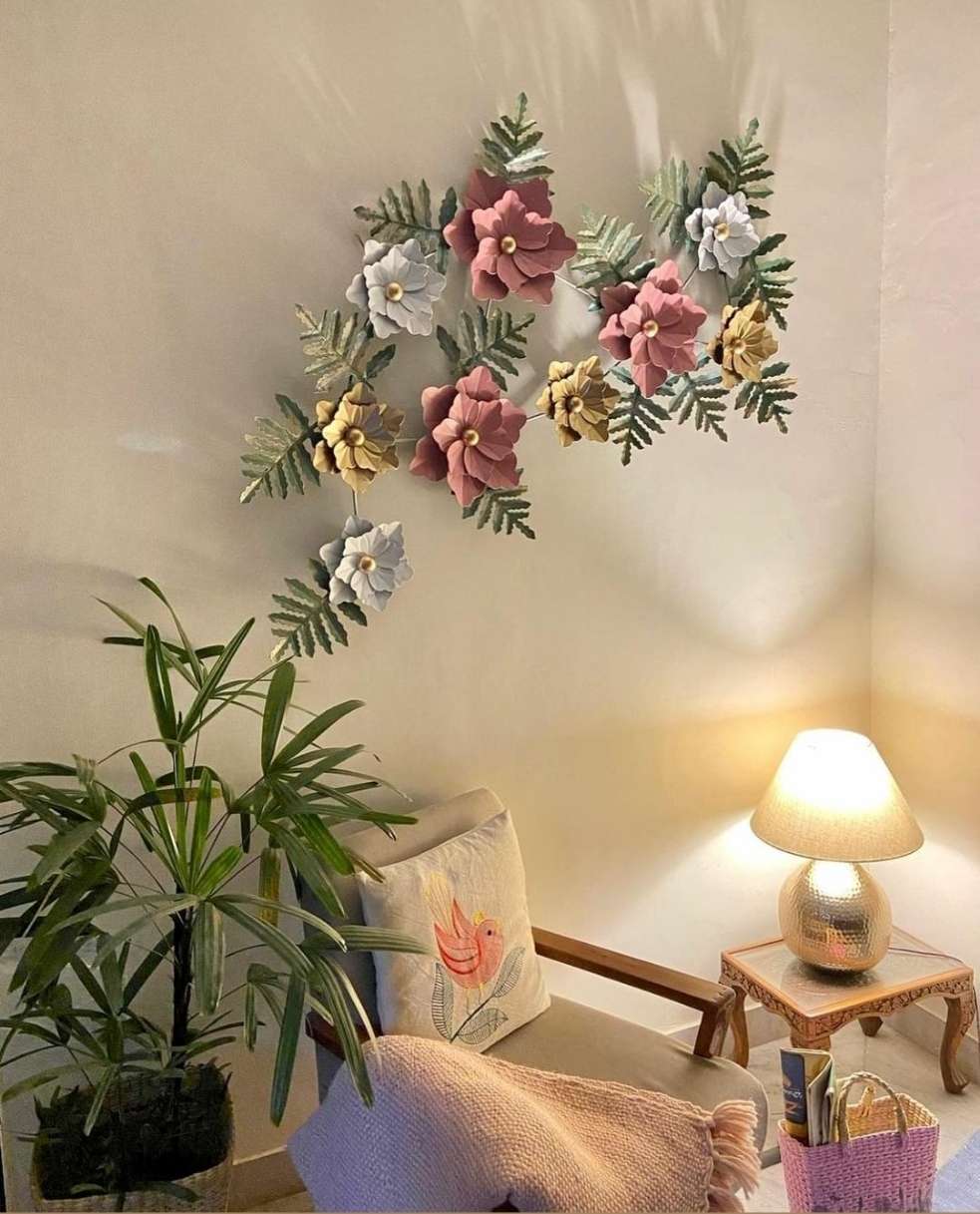 Floral Pink Metal Wall Art