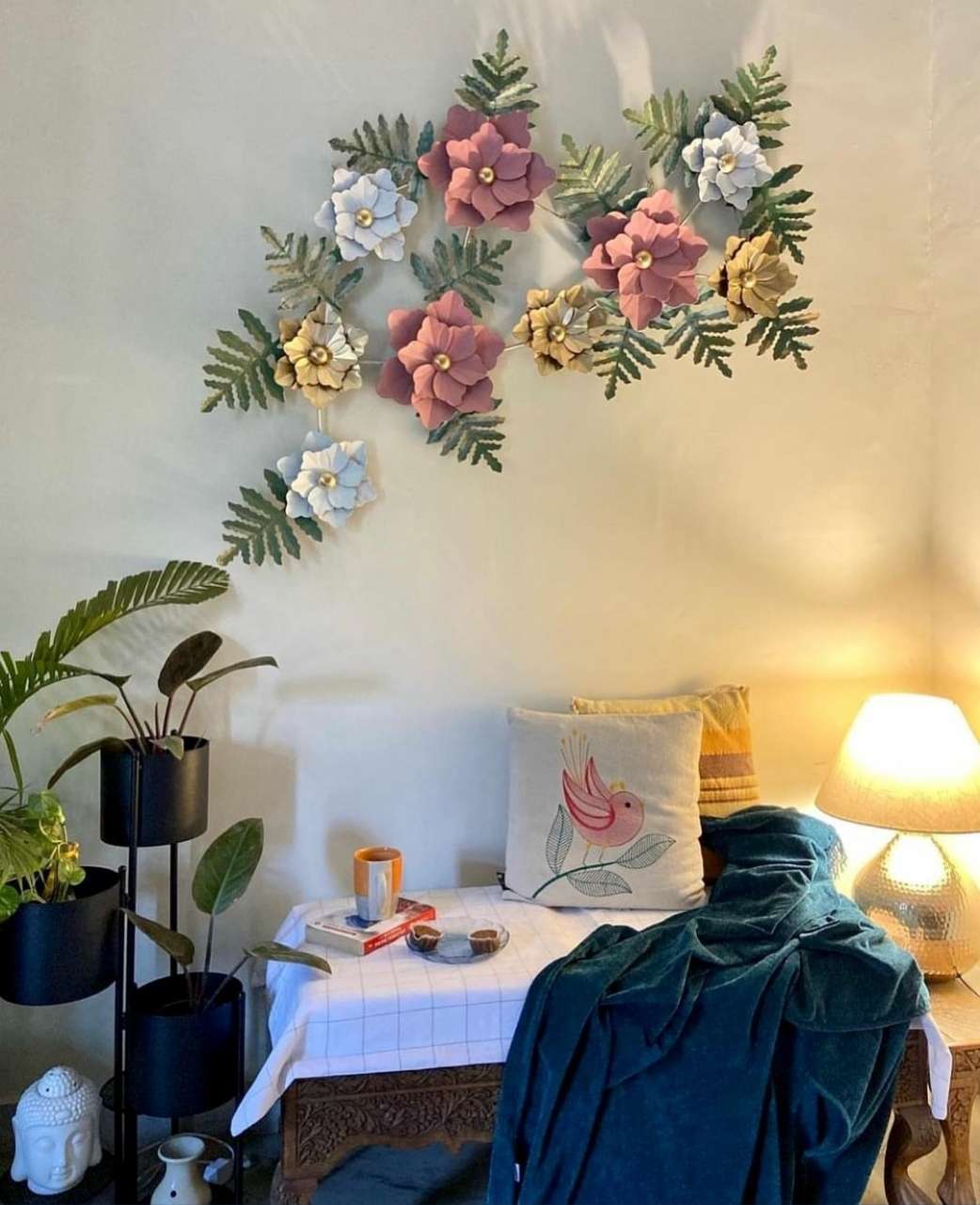 Floral Pink Metal Wall Art