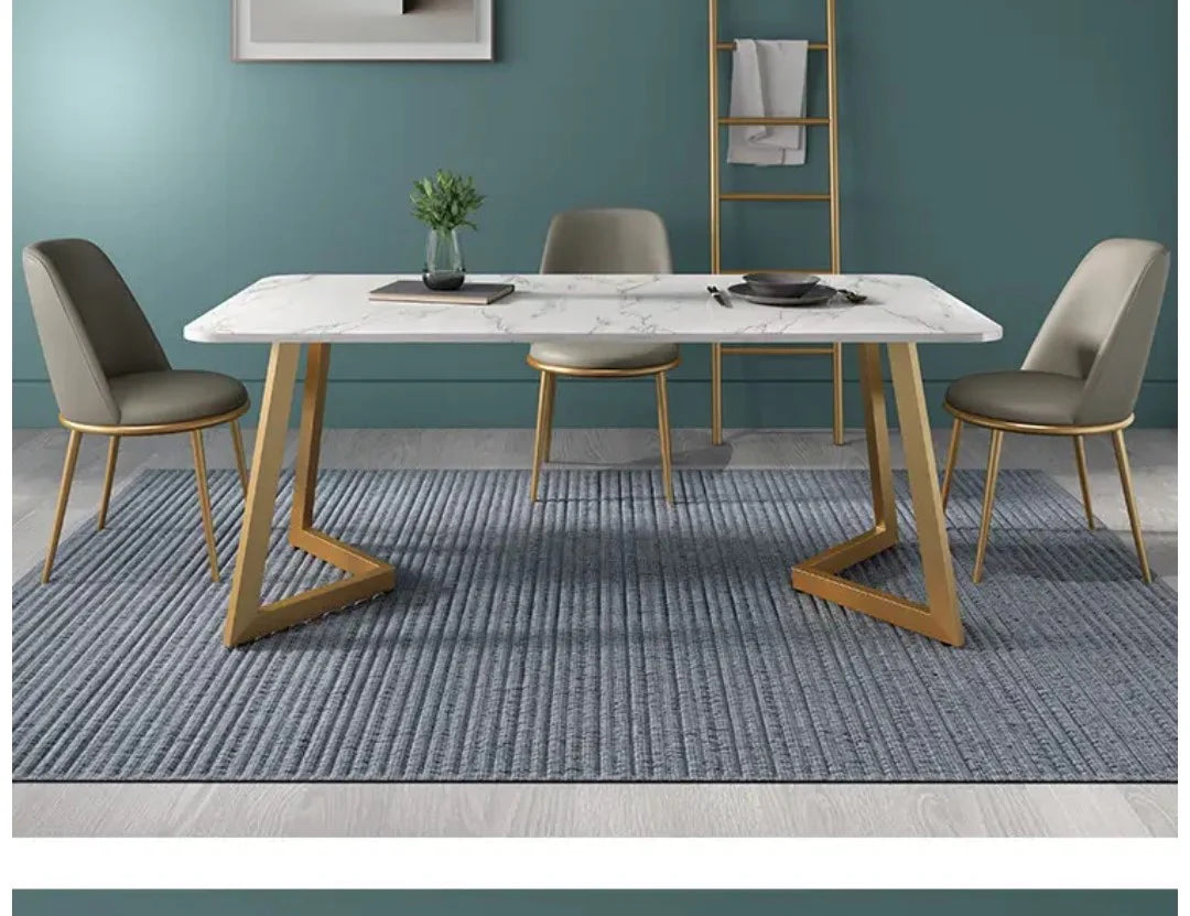 Italian Style Marble Dining Table With Chairs