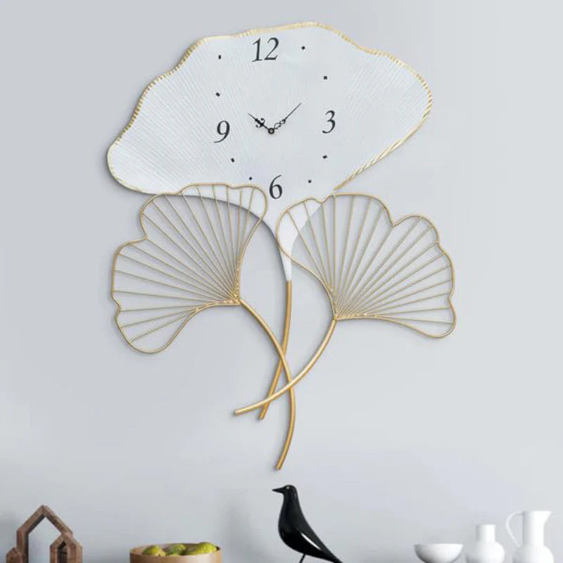Floral White Metal Wall Clock