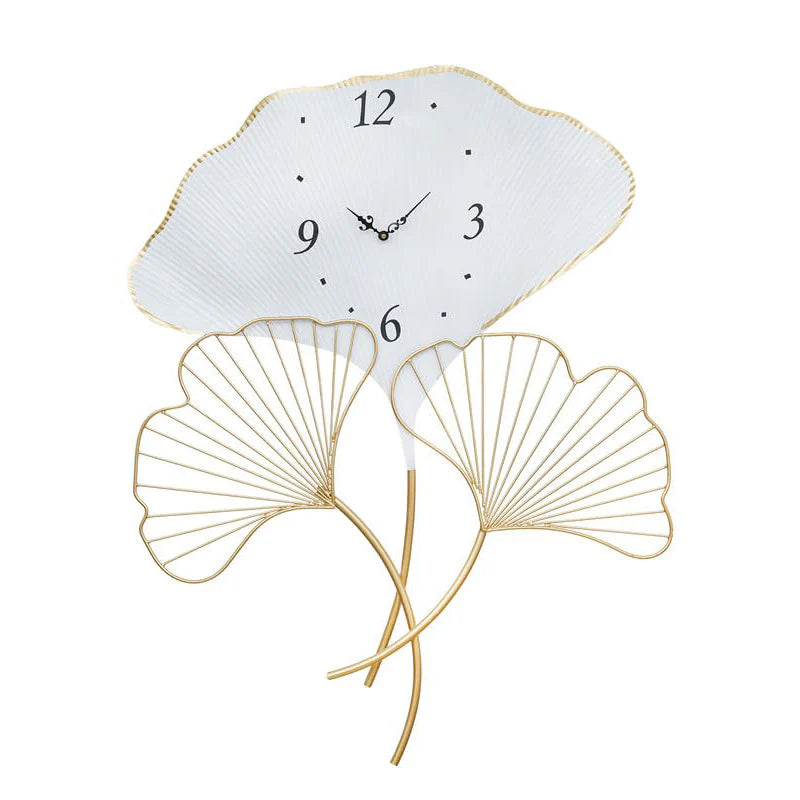 Floral White Metal Wall Clock