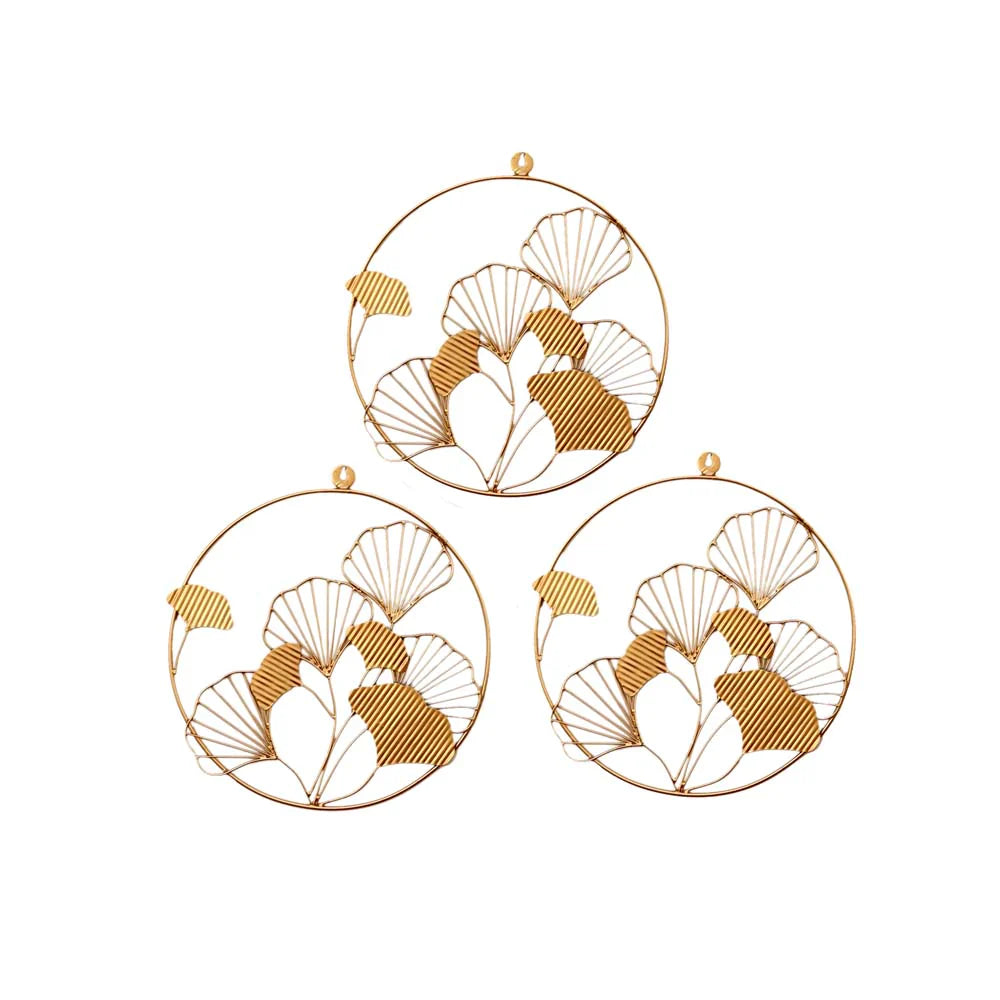 Floral Three Rings Metal Wall Art