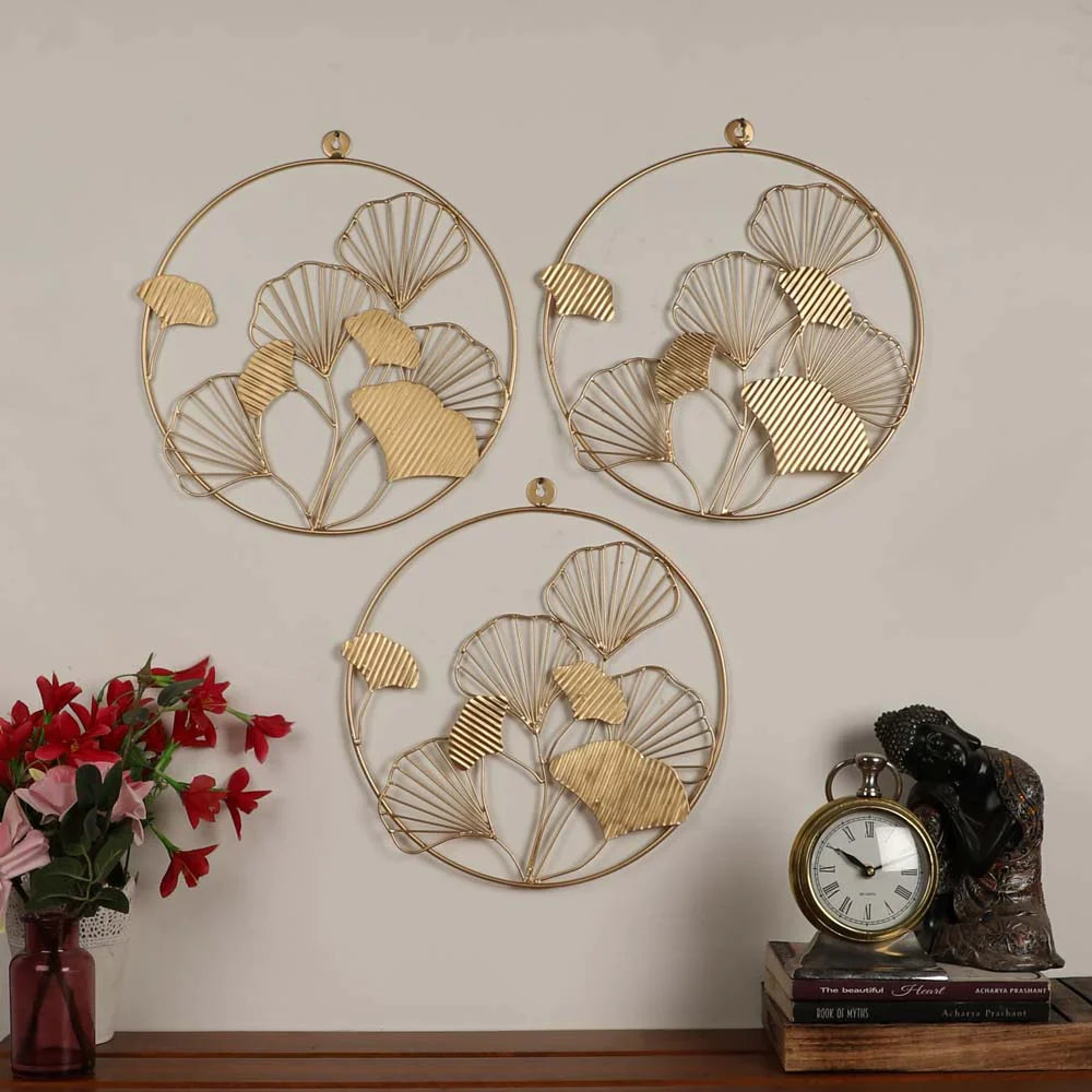 Floral Three Rings Metal Wall Art