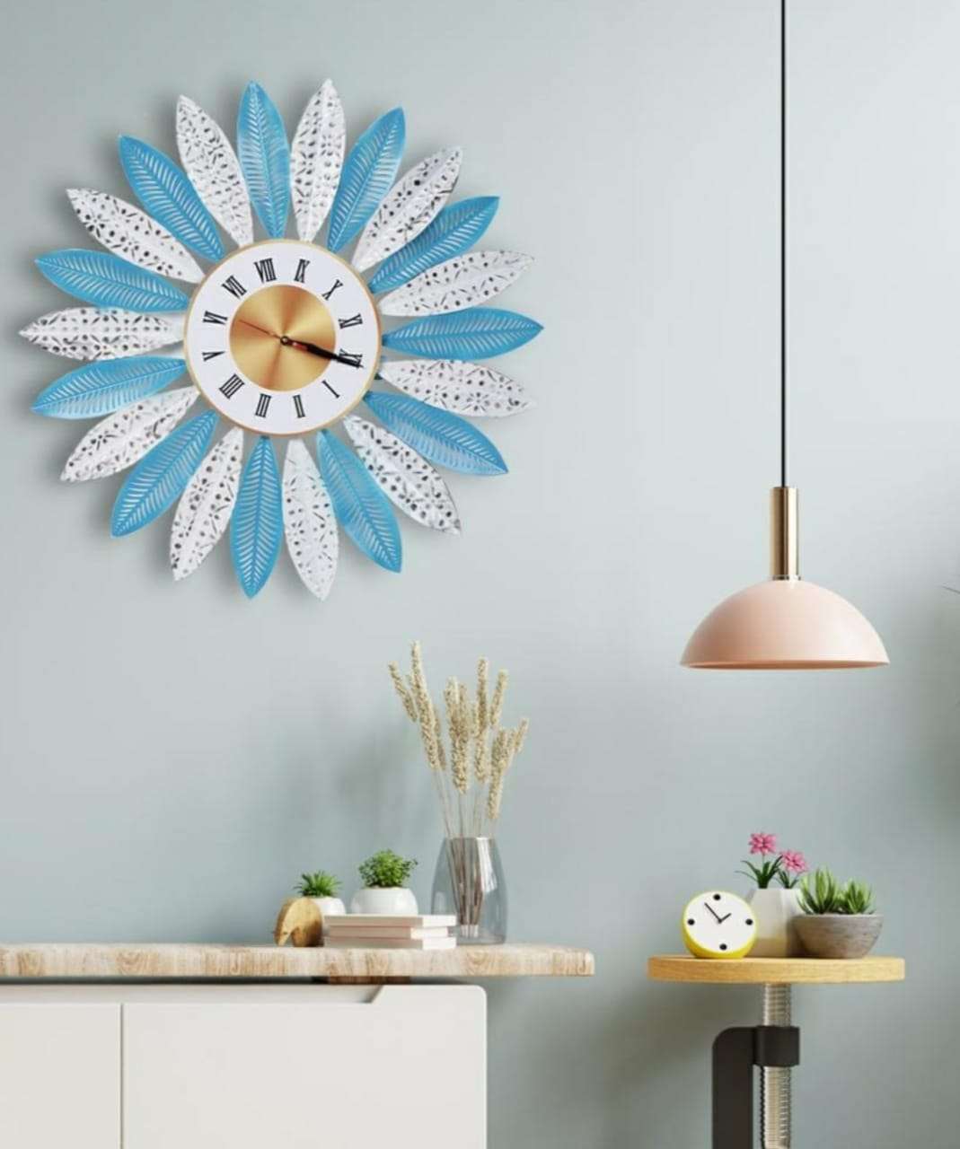 Metal Leaves Wall Clock