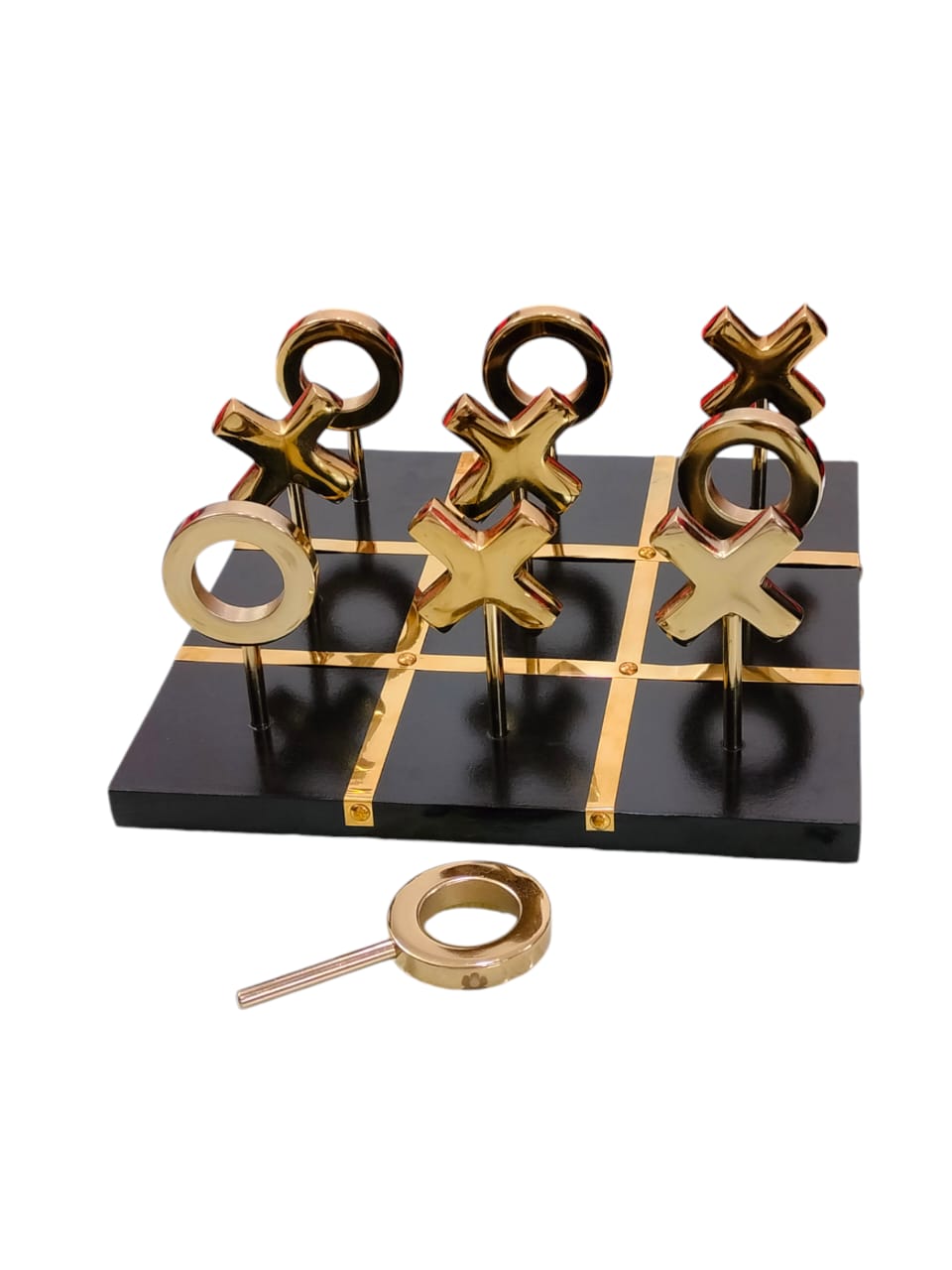 Wooden & Aluminum Tic Tac Toe  Aluminum Showpiece
