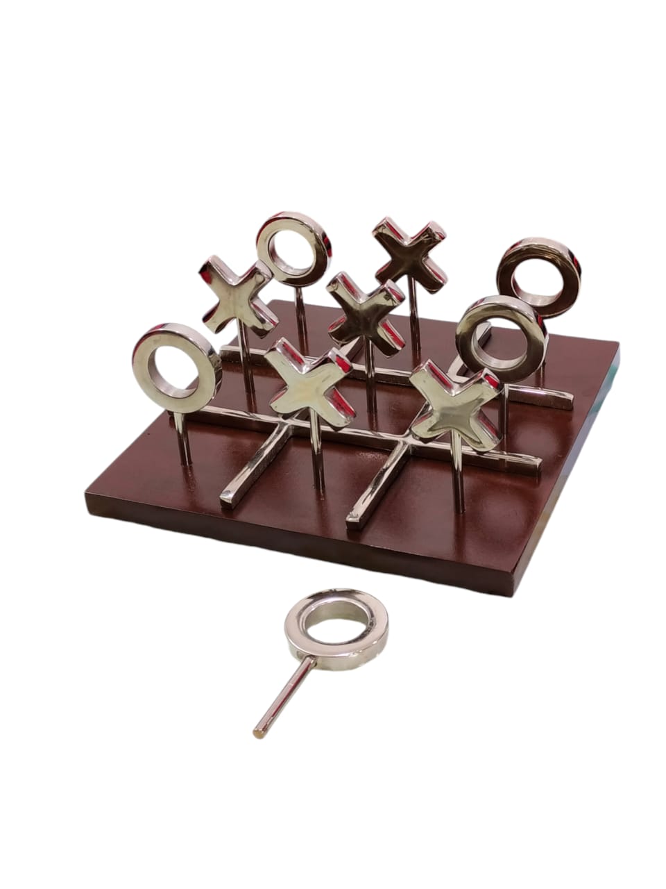 Wooden & Aluminum Tic Tac Toe  Showpiece