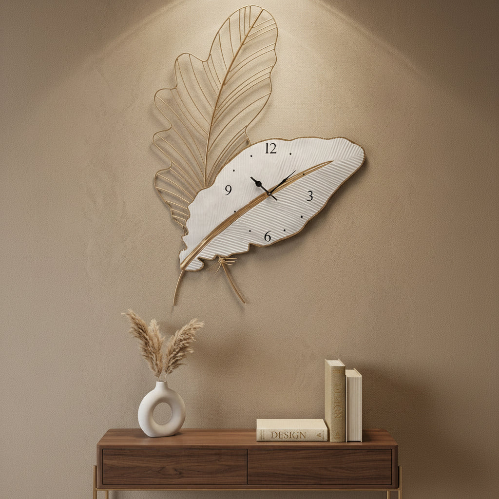 Metal Leaf Decorative Wall Clock