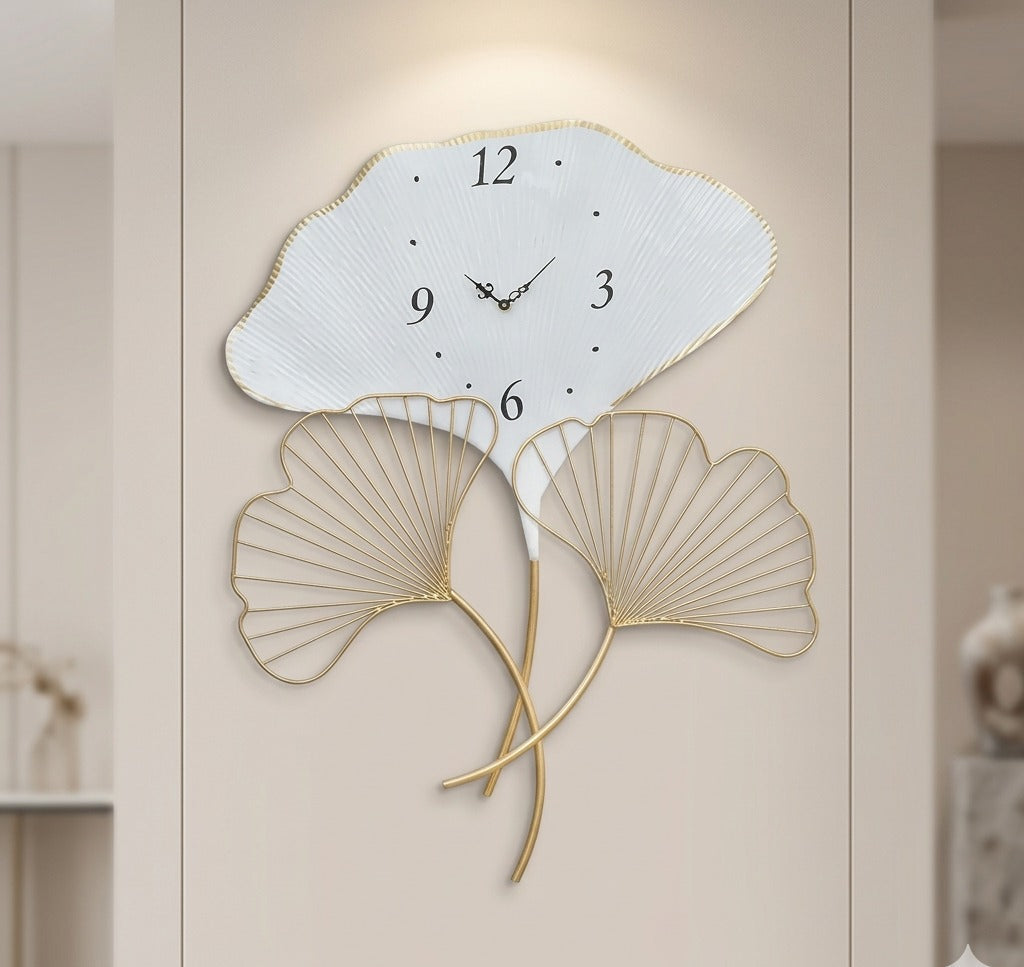 Floral White Metal Wall Clock