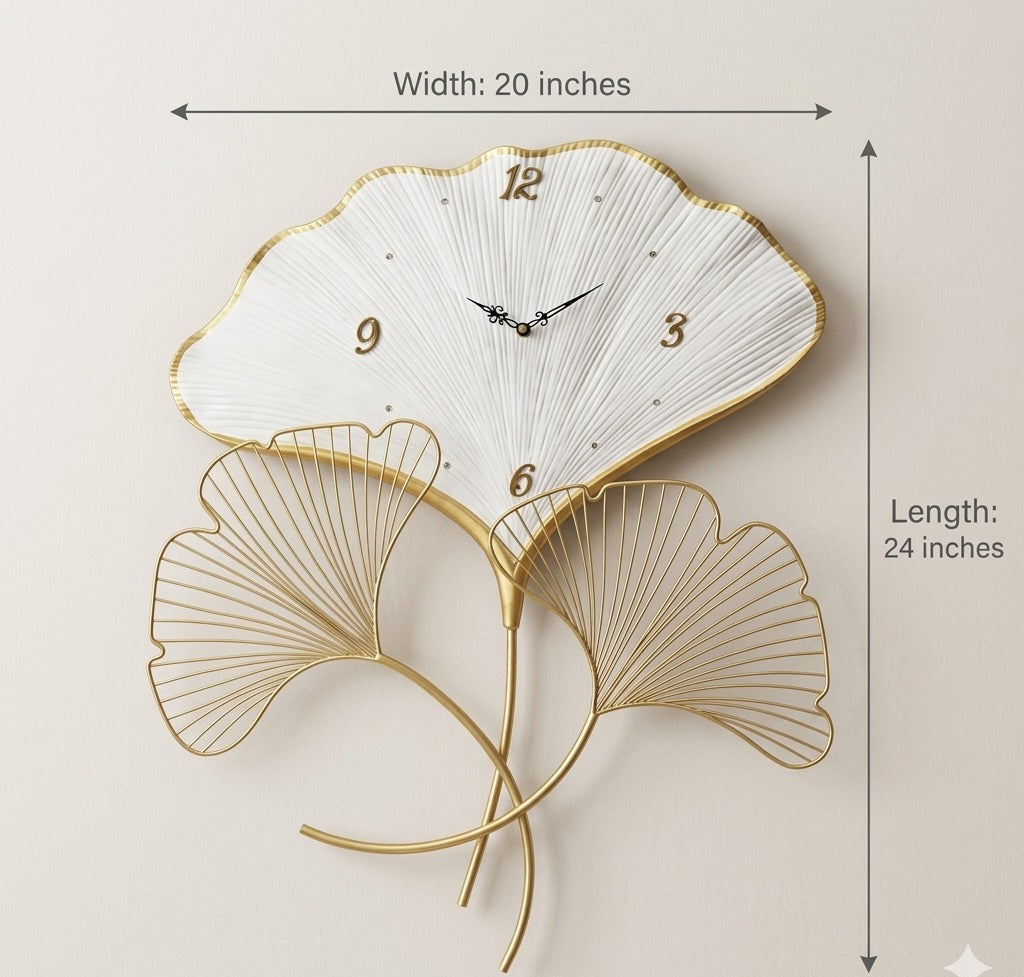 Floral White Metal Wall Clock