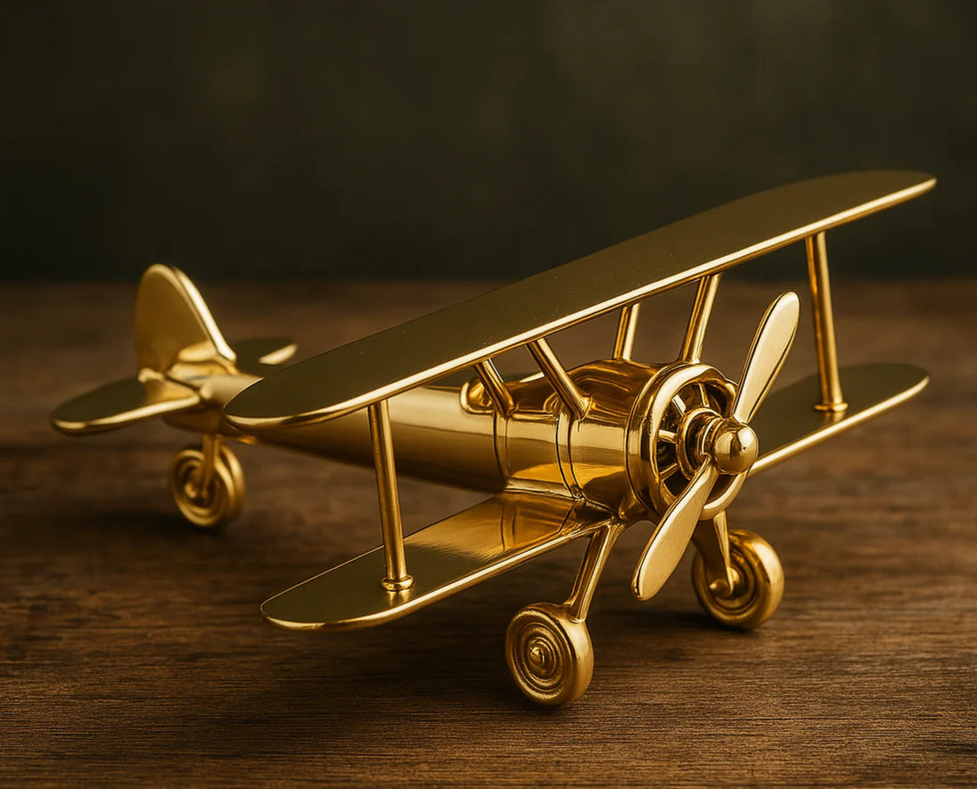 Brass Aeroplane Showpiece for Table Decor