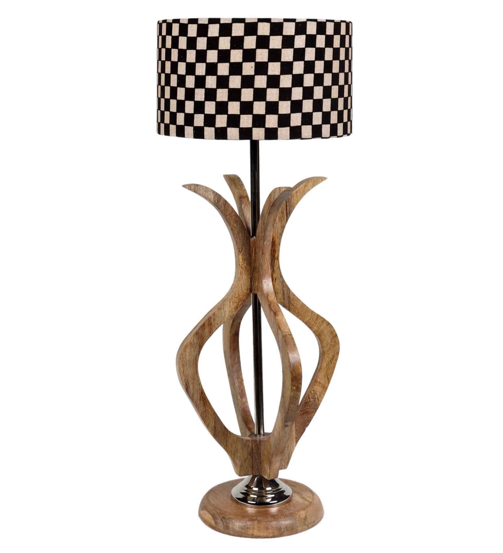 Cream Fabric Shade Table Lamp With Brown Base