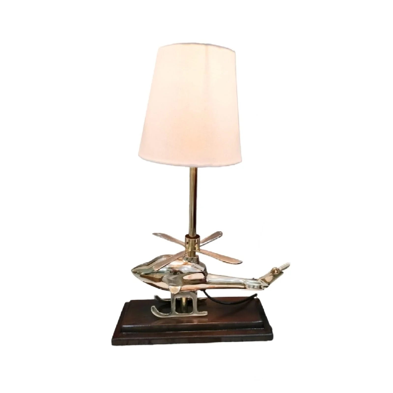 Brass Helicopter with Table Lamp Showpiece
