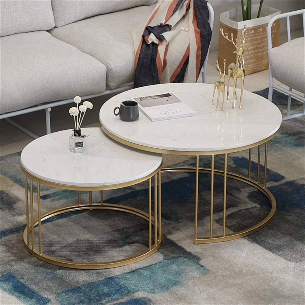 Classic Tethered Metallic Coffee Table Set of 2