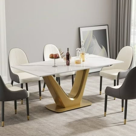 V Shape Dining Table with Chairs