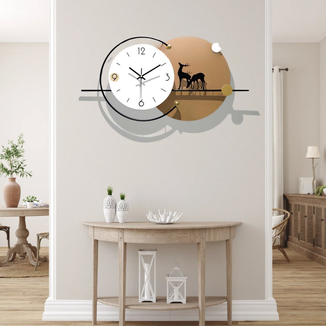 Designer Brown Wall Clock For Living Room