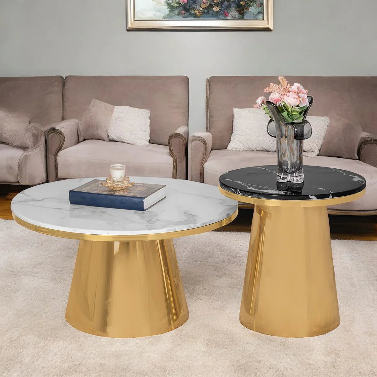 Luxury Fusion Coffee Table Set of 2 (Stainless Steel)