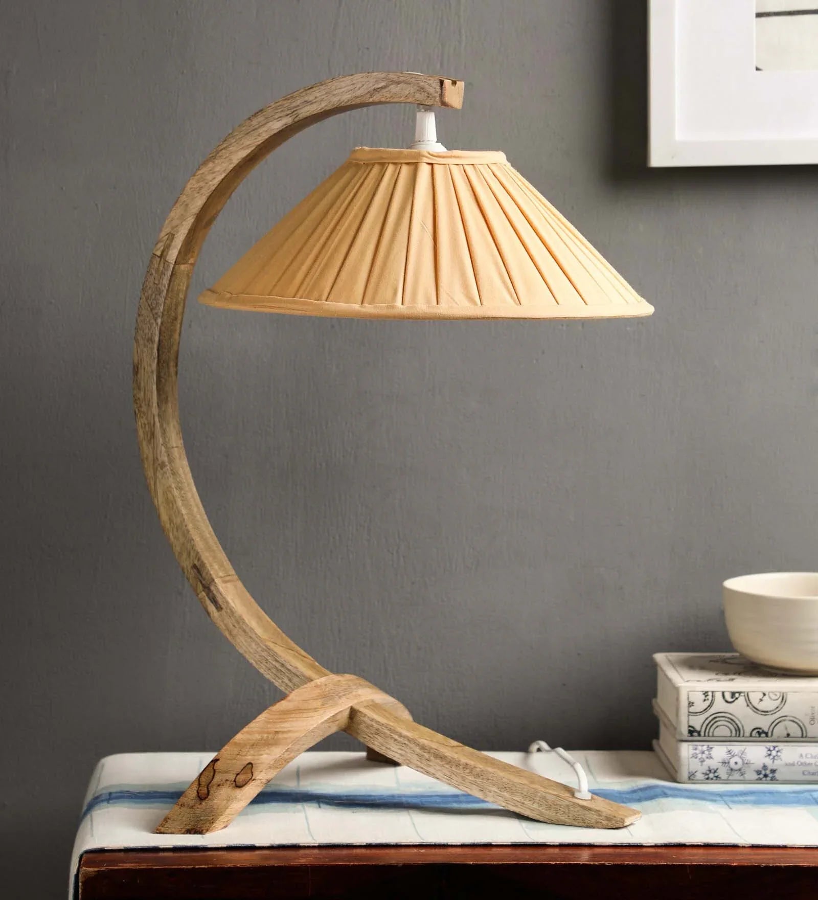 Graceful Beige Fabric Shade Night Lamp